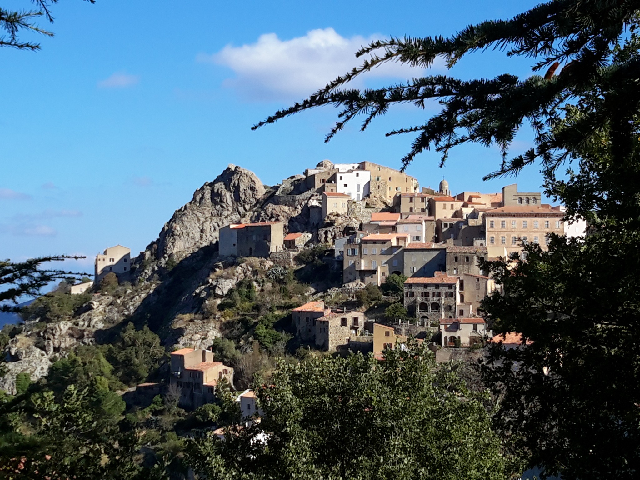 Vue du village perché de Speloncato en Balagne